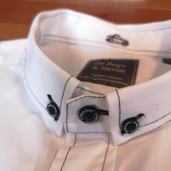 DR&N White Sirt Black Thread, Short Sleeve Button Down Causal Slim Wear Size: XL - Picture 13 of 13